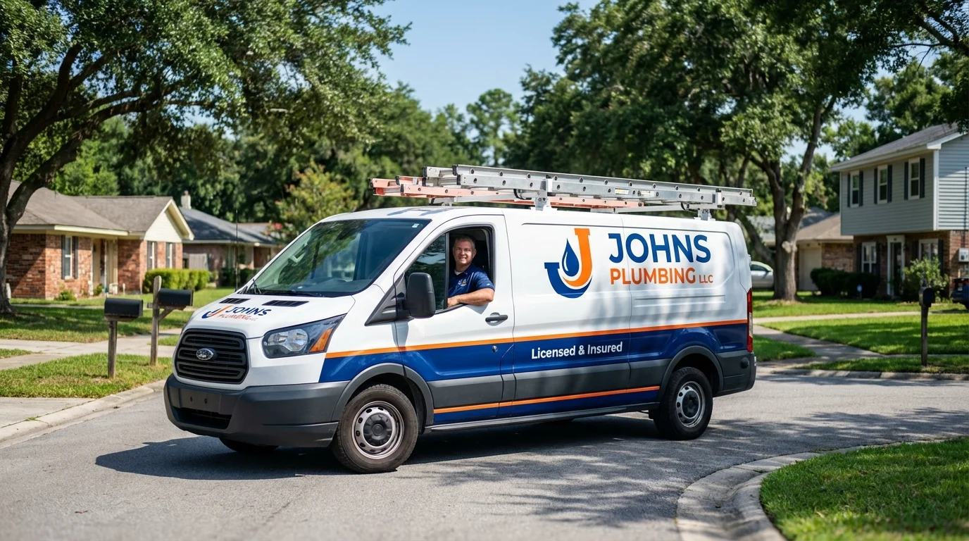 Johns Plumbing LLC service van in Old Orchard Beach, ME