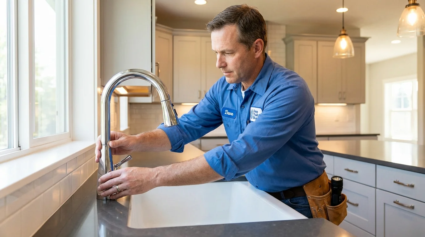 Kitchen faucet installation by Johns Plumbing LLC in Old Orchard Beach