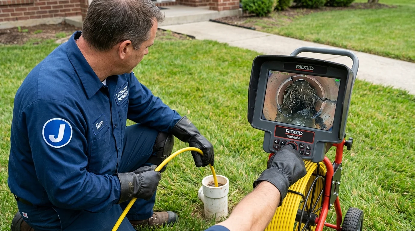 Sewer camera inspection being performed by Johns Plumbing LLC in Old Orchard Beach